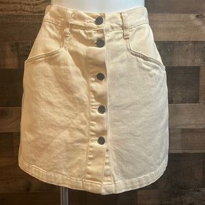 Denim Jean Mini Skort Skirt Light Yellow Vintage Y2K Button Front High Waist